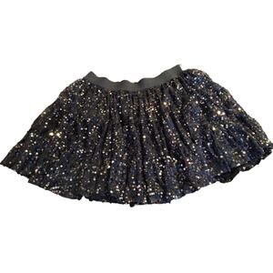 Short Mini Skirt Navy Blue Tiered Sequin La Rok Medium